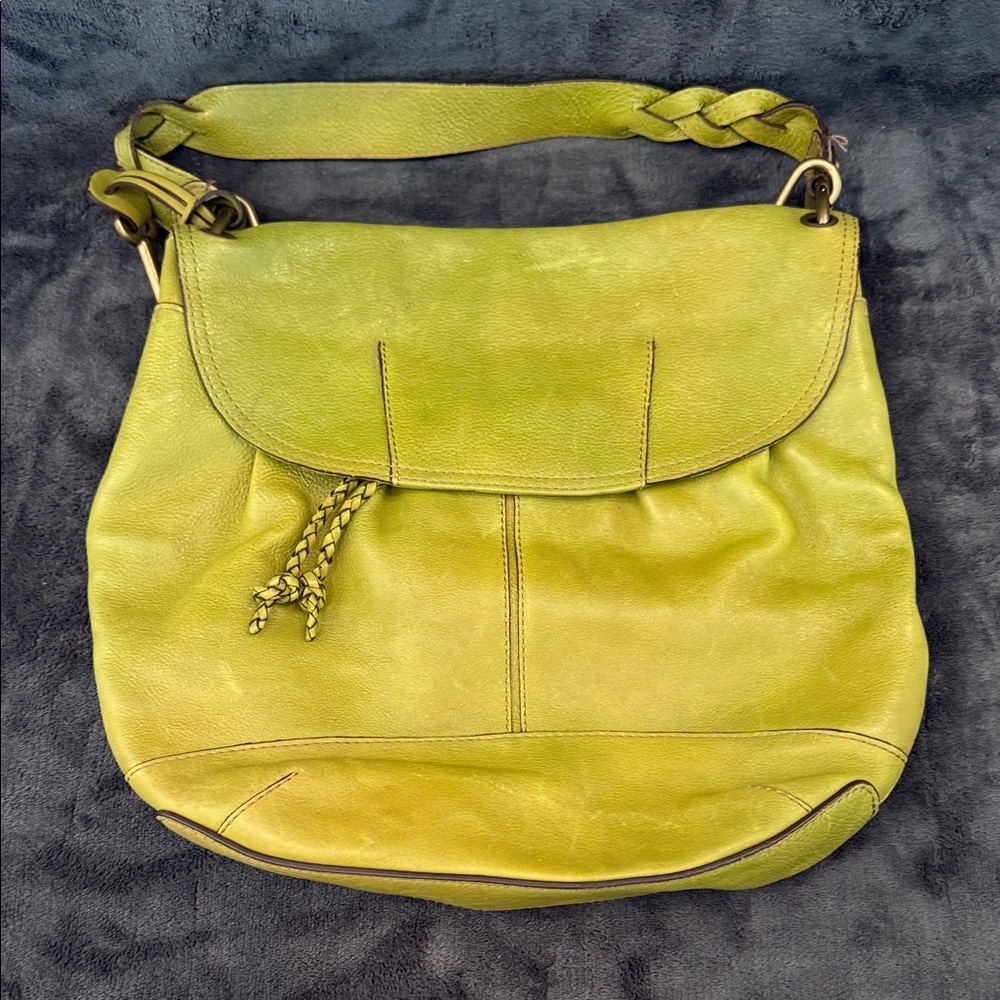 Fossil Lime Green Leather Shoulder Bag